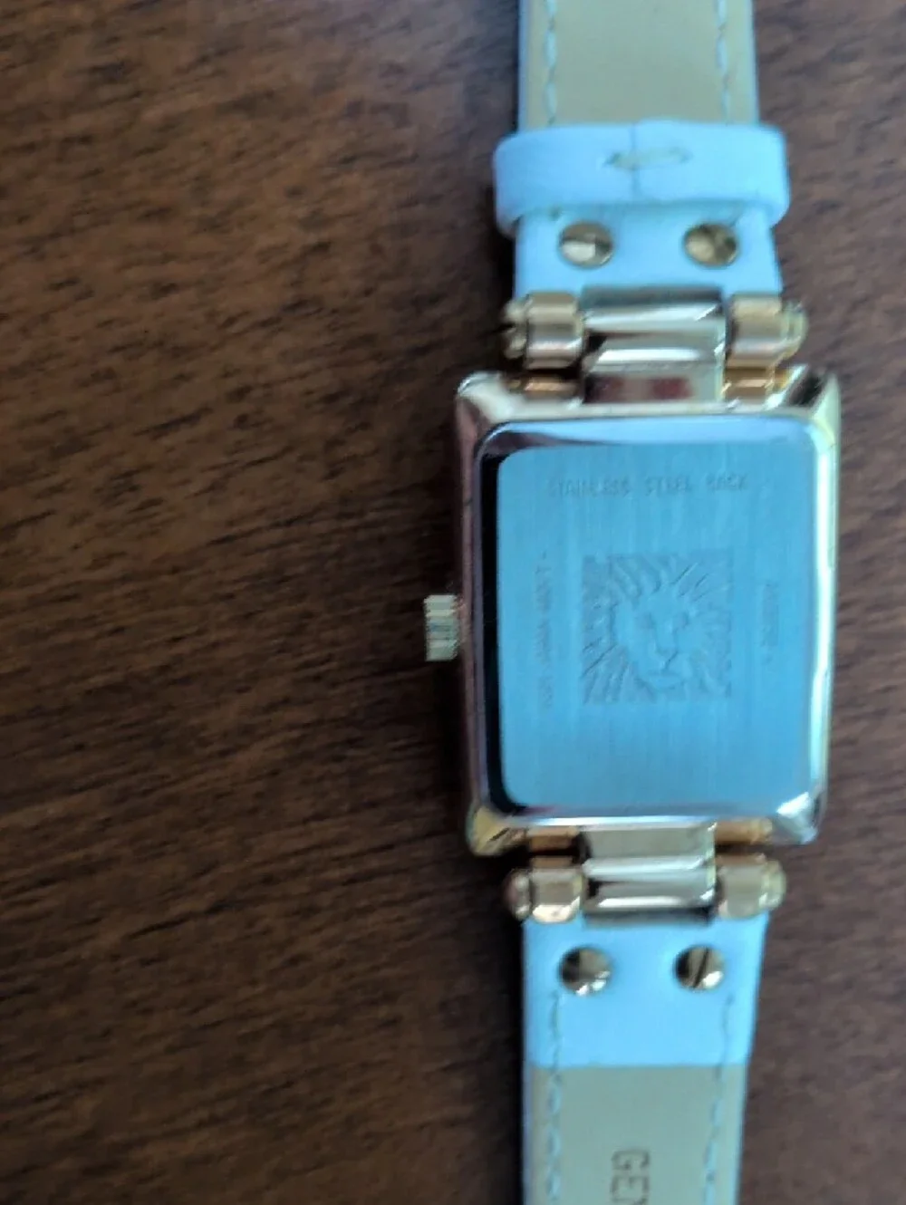 Anne Klein Classic White Leather Strap Watch with Gold Case